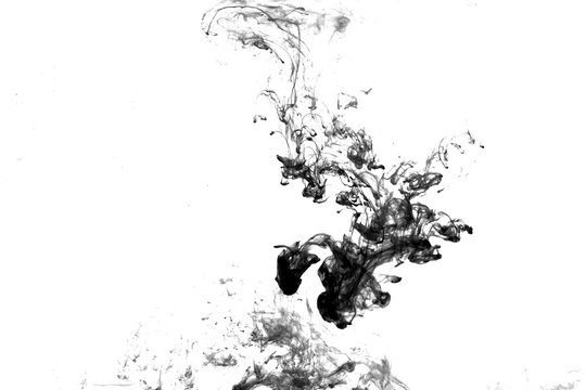 Black color-ink dye melt on white background,Abstract smoke pattern,Colored liquid dye,Splash paint