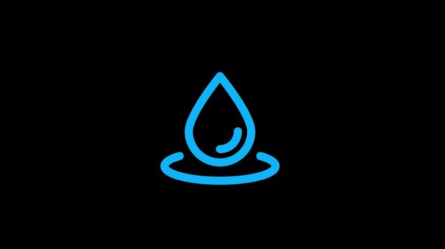 Blue outline rain drop sign. Flat icon of water raindrop or oil. Natural aqua symbol shape weather liquid sign