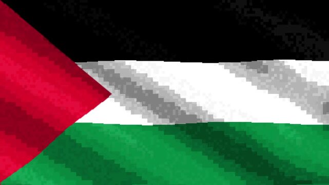 Palestine national flag waving pixel art animation