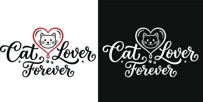 Cat lover forever heart design