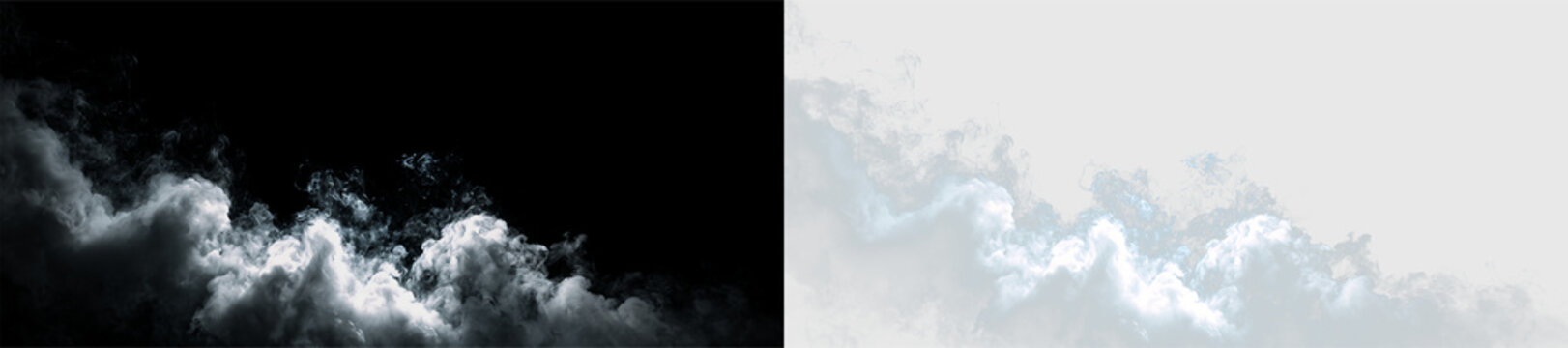 Clouds in soft shades of blue and gray float in the sky on a clear day without any distractions or objects around, on a transparent background