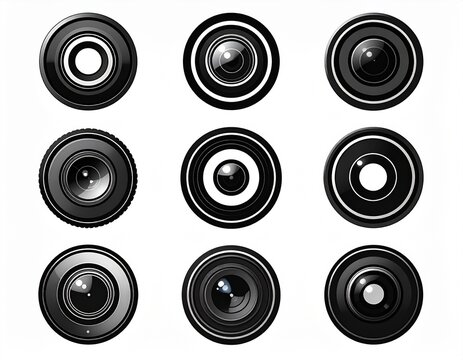 Collection of Diverse Photographic Camera Lens Elements for Optical Equipment and Precision Visual Technology Designs