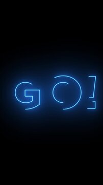 Animated lets go of 3 2 1 go countdown animation on black background. Neon 321 go time limit animation. Game concept animation icon .