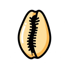Obraz premium Yellow cowrie seashell flat icon illustration