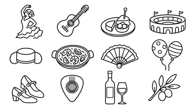 Spanish Festival Icon Set.
