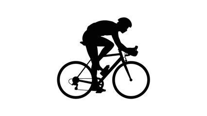 Obraz premium Silhouette of cyclist riding road bike in forward position Vector
