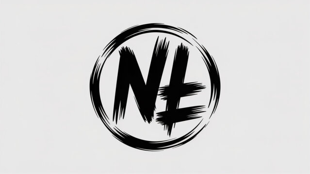 Minimalist stylized letter n logo in black and white circle frame Vector