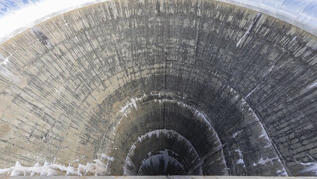 View of the concrete dam wall of the Moiry dam, near Grimentz, Val d'Anniviers, Valais Alps, Canton Valais, Switzerland