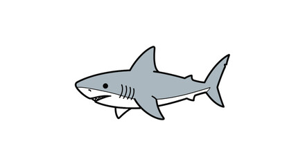 Fototapeta premium Gray shark swimming in a simple cartoon style