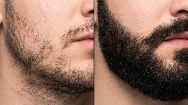 Patchy Beard to Full Thick Beard Hair Growth Before After	