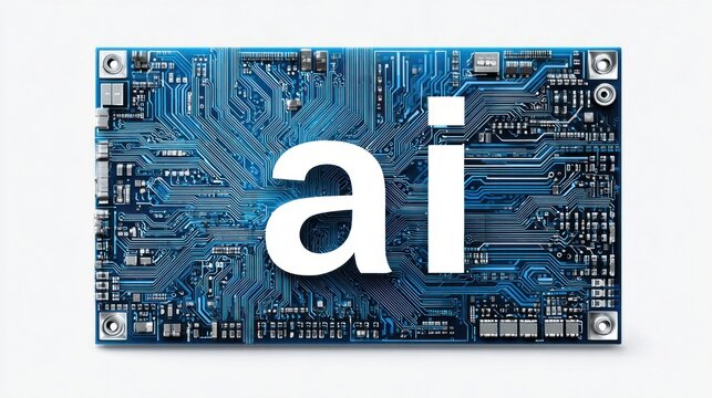 Artificial intelligence concept represented by the letters AI on a blue circuit board