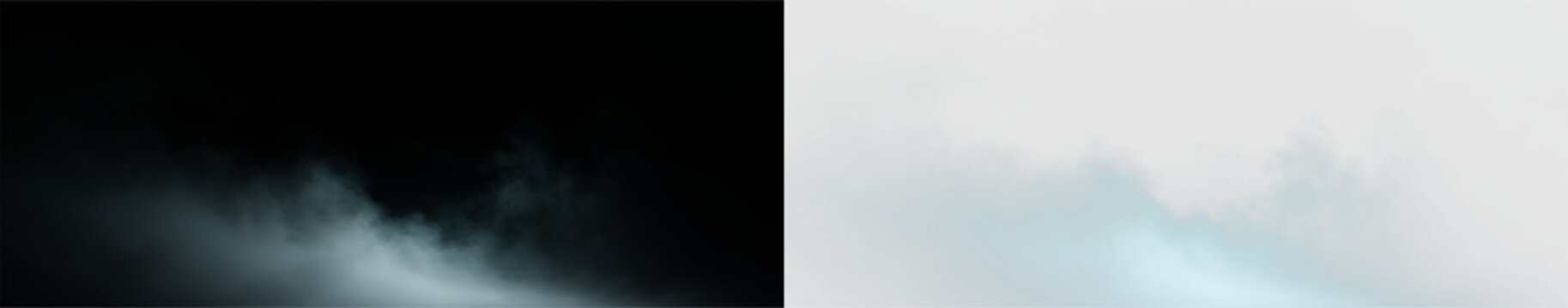 Soft cloud formations with blue tones on a transparent background during daylight hours
