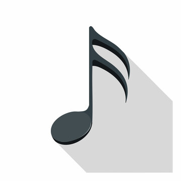 Flat design eighth note with shadow