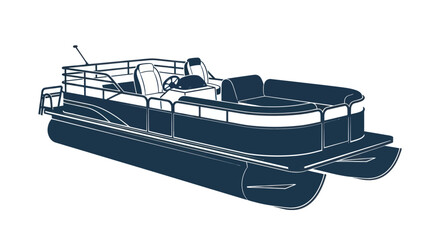 Luxury pontoon boat for lake fishing and family recreation © edur