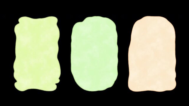 Alpha channel loopable 2D vintage frame animation. Set of hand-drawn pastel borders with changing texture and vibrating lines. Colorful and elegant craft design overlay on transparent background.