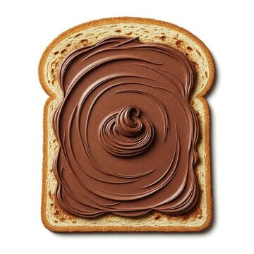 Delicious Chocolate Hazelnut Spread Swirled on Toasted Bread Slice.