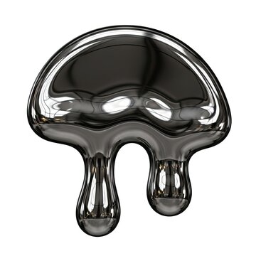 Abstract Metallic Blob Shape with Reflective Surface.