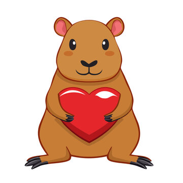 Cute cartoon teddy bear with heart
