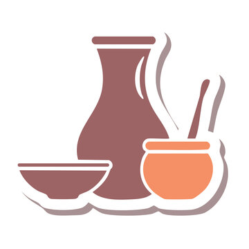 Flat design kitchen utensils icon set