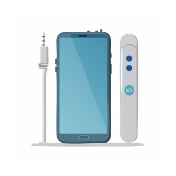 Smartphone with earphones and portable device illustration