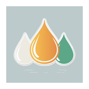 Three colorful water droplets in flat design style