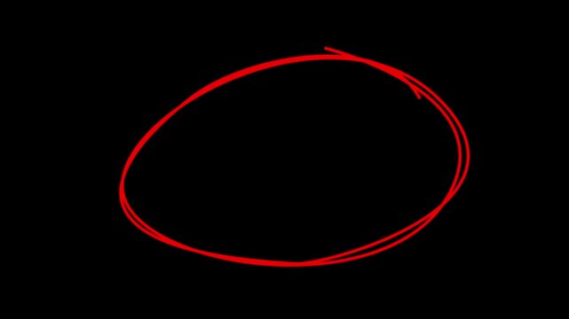 Circle marker with drawing effect, Animated red circle drawn, red marker pen style, doodle red circle marker and underline stroke, Red Circle Highlighter Scribble Animation on transparent background.