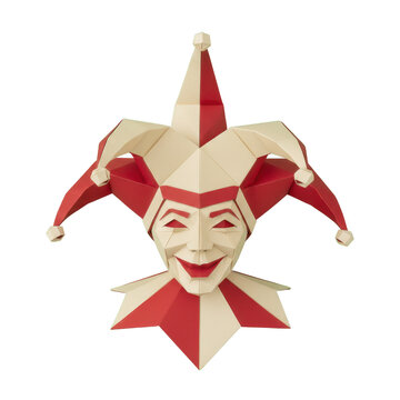 Low Poly Paper Craft Jester Mask Sculpture