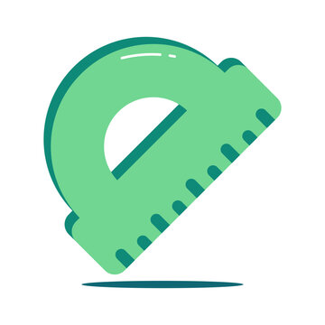 A flat design icon of protractor scale 