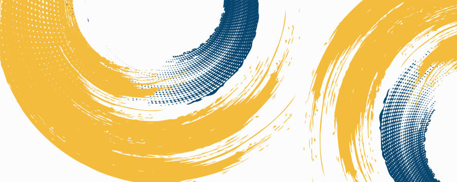 Abstract Sports Background with Dark Blue and Yellow Gradient Brushstrokes and Halftone Effect. eps 10