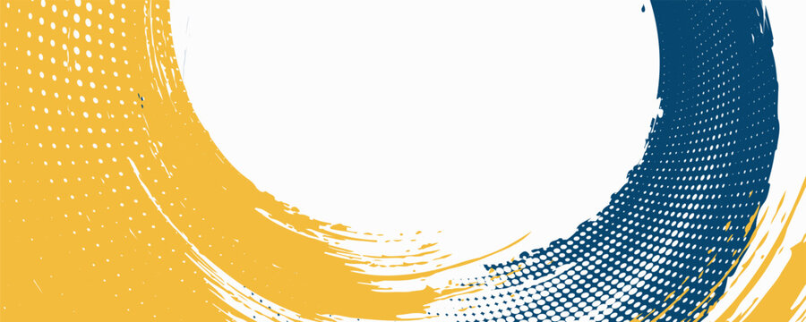 Abstract Sports Background with Dark Blue and Yellow Gradient Brushstrokes and Halftone Effect. eps 10