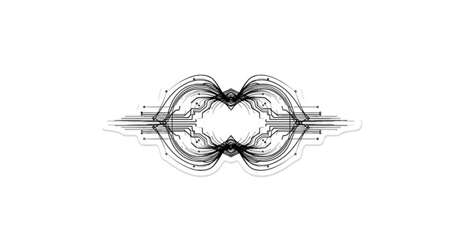 Symmetrical circuit board line art ornament for technology design