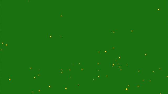 Dynamic Fire Spark Particles on Green Background with Glowing Embers, Bright Ashes and Cinematic Flames &ndash; 4K Overlay Fire Sparkle Animation for Video Editing and Abstract Backgrounds