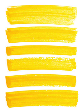 Yellow marker strokes highlighting design element set transparent background