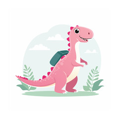 Naklejka premium Pink flamingo with green leaves vector