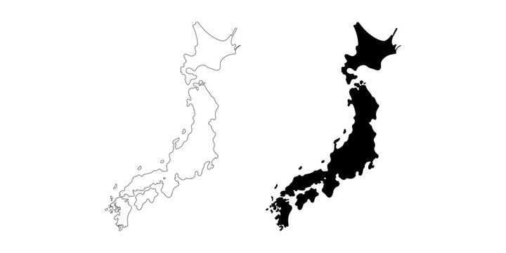 Black and white map of Korea peninsula with South Korea outlined and North Korea filled  in white background
