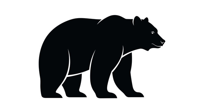 Black bear silhouette walking right.