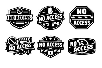 Fototapeta premium No access vector labels set, showing stop, block, restricted entry, security, and restricted area signs