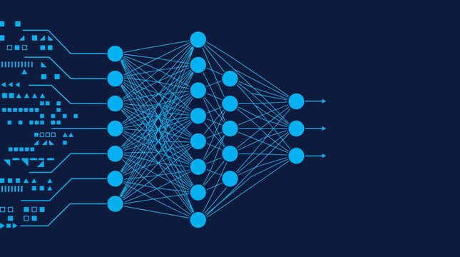 Deep Learning Neural Network Architecture and Machine Learning Algorithm Concept Vector Illustration