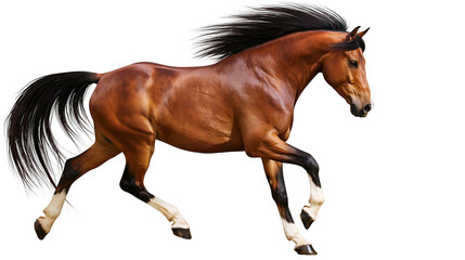 Brown horse with black mane and tail running © Lena