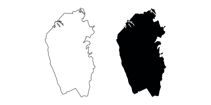 Iceland map outline and silhouette black  in white background
