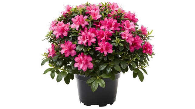 Pink Azalea Bush Plant in Black Pot