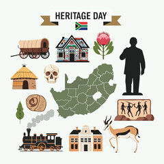 Heritage Day infographic with South African icons © Kiu