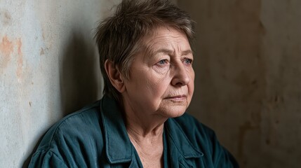 Fototapeta premium Paycheck Stress Elderly Eastern European Woman Tired Calm