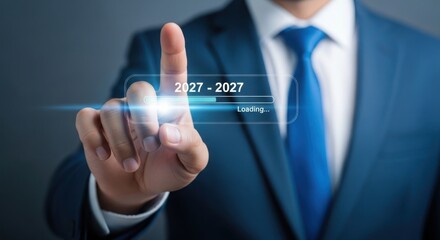 Fototapeta premium Businessman interacting with virtual interface illustration