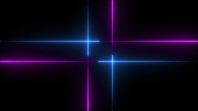 Rectangular blue and pink color neon line effect Animation. Neon Flame Gradually Abstract neon line picture frame with black background,