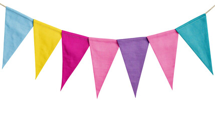 Fototapeta premium Colorful fabric bunting flags on string for party decoration
