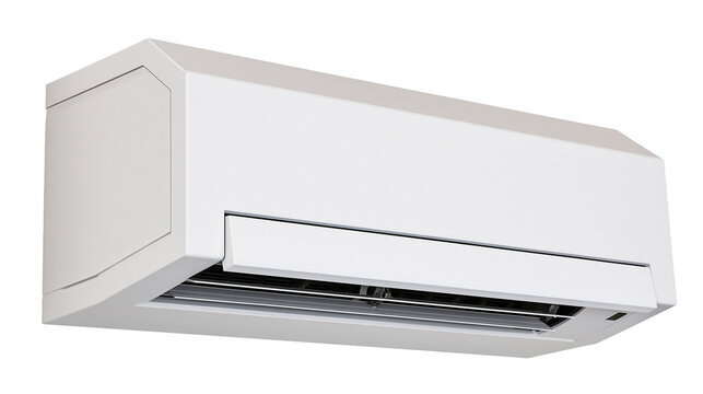 White split air conditioner unit with louvers