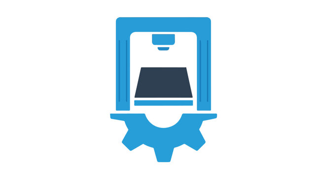 A blue 3D printer icon