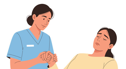 Obraz premium Nurse comforting patient, healthcare support, empathy, gentle touch, medical care