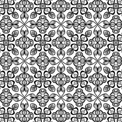 Fototapeta premium Elegant black and white floral geometric seamless pattern background